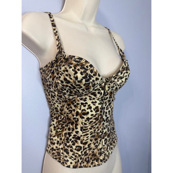 Vintage Y2K Guess Cheetah Print Front Zip Bustier Top Women's XS - Picture 4 of 11